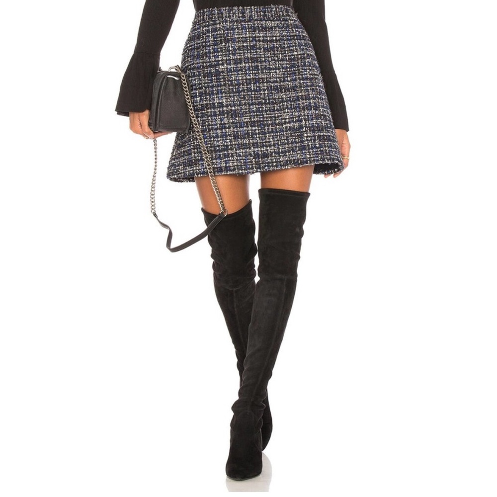 Alice + Olivia Blue Tweed Mini Skirt